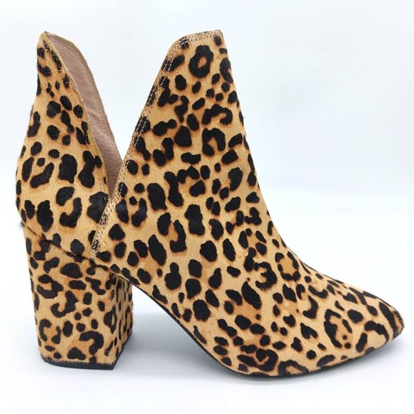 Steve Madden Ankle Booties Womens Sz 11M Leopard Print Cow Hair Chunky Heel EUC - Picture 1 of 11